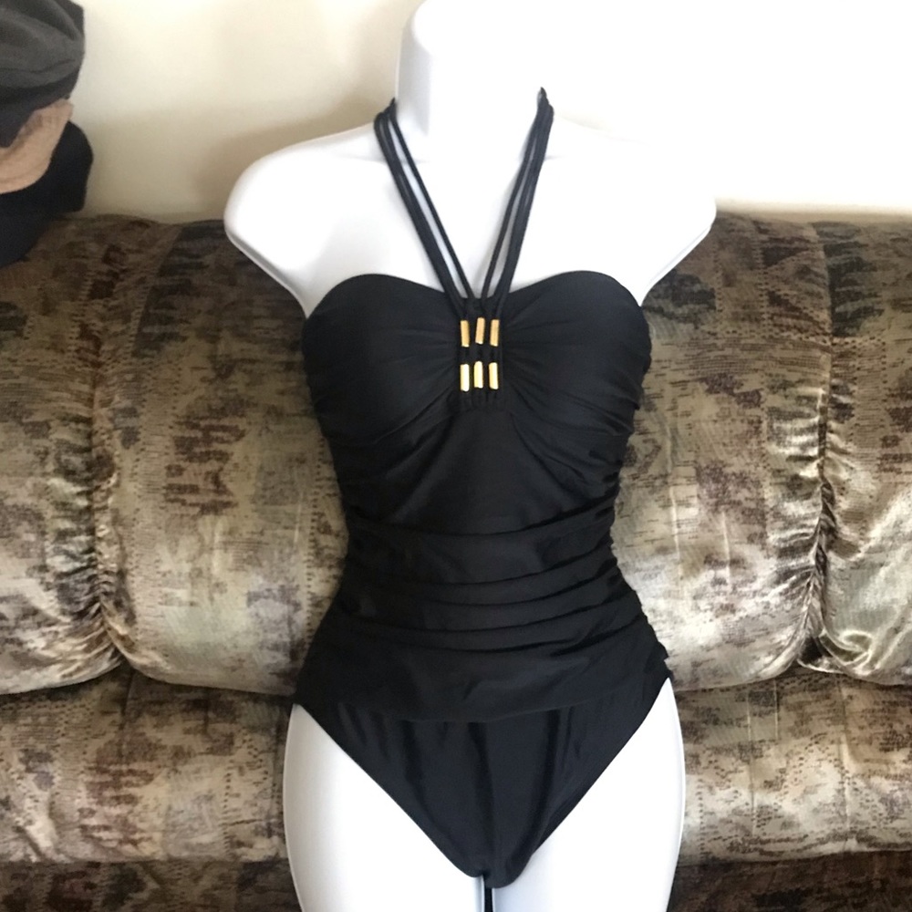 Bleu Rod Beattie Black  Ruched One piece swimsuit